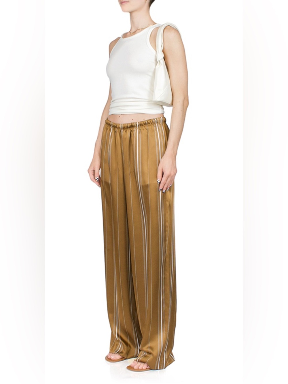Vince NWT Multi Stripe Satin Pull on Trouser Pants
